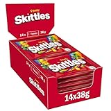 Skittles Fruits Vegane Halloween Süßigkeiten, Frucht- und Kaubonbon-Snacks, Süßigkeiten Großpackung mit Bonbons, Süßigkeiten Box mit 14 Beuteln à 38g